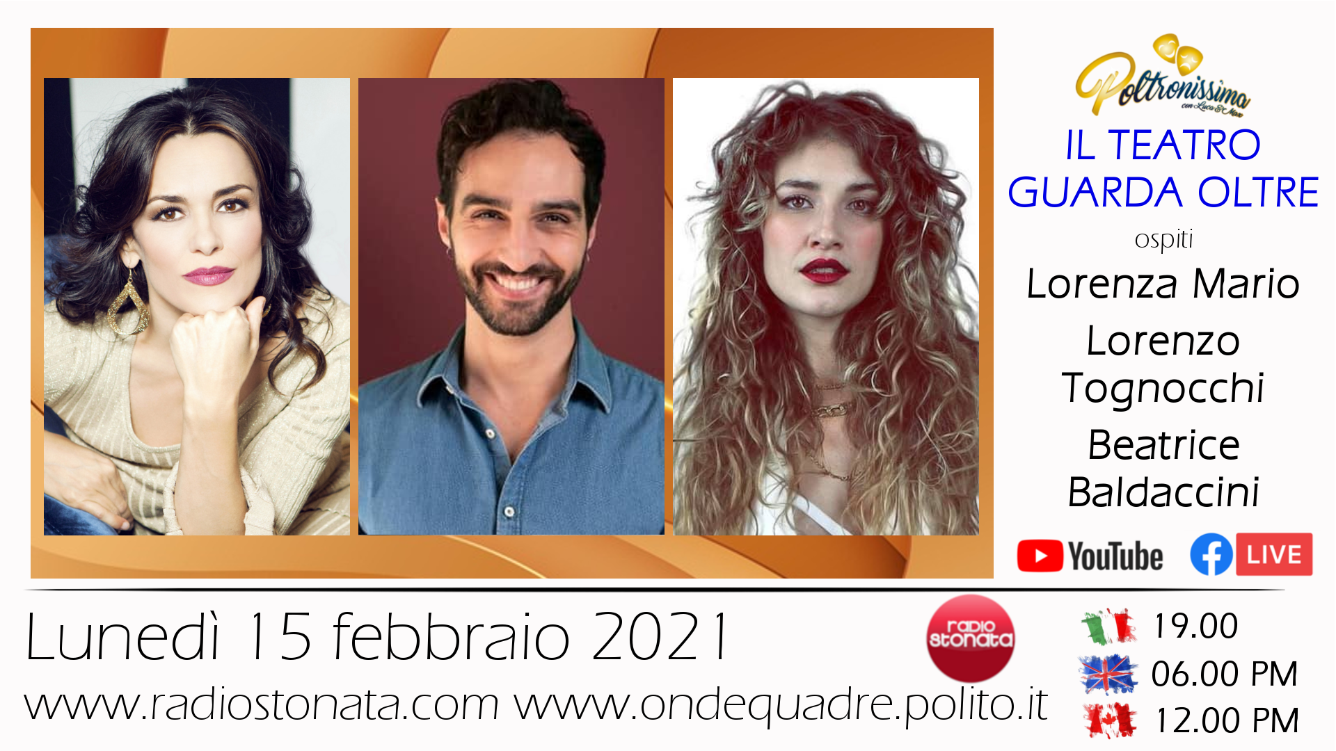 Luned 15 febbraio 2021 alle ore 19.00 ospiti in diretta a